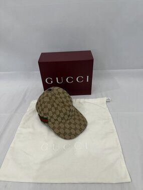 Gucci Original GG Supreme Beige Ebony Baseball Cap S NWT